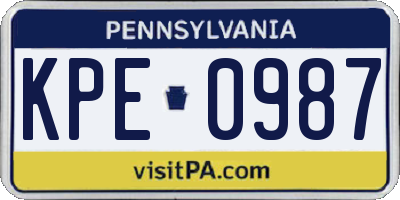 PA license plate KPE0987