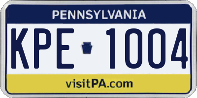 PA license plate KPE1004