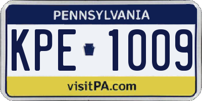 PA license plate KPE1009