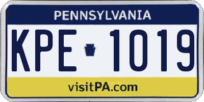PA license plate KPE1019