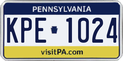 PA license plate KPE1024