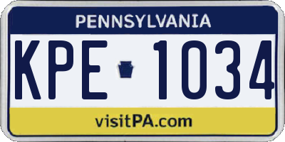 PA license plate KPE1034