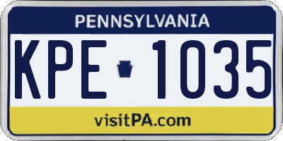 PA license plate KPE1035