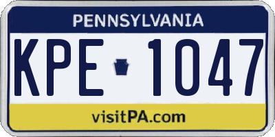 PA license plate KPE1047