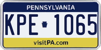 PA license plate KPE1065