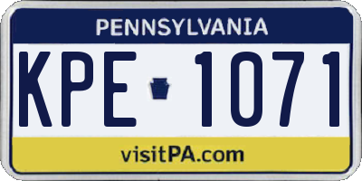 PA license plate KPE1071