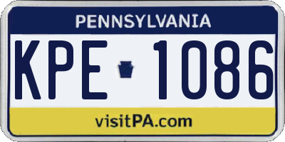 PA license plate KPE1086