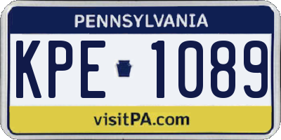 PA license plate KPE1089