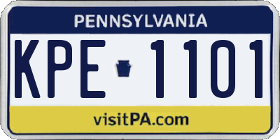 PA license plate KPE1101