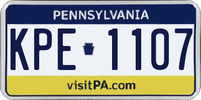 PA license plate KPE1107