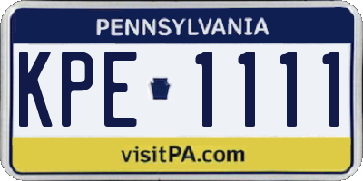 PA license plate KPE1111
