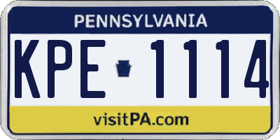 PA license plate KPE1114