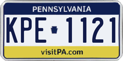 PA license plate KPE1121