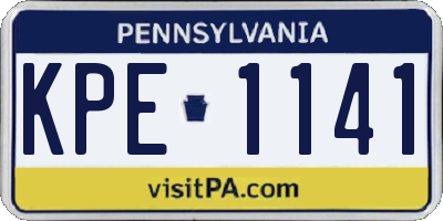 PA license plate KPE1141