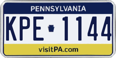 PA license plate KPE1144