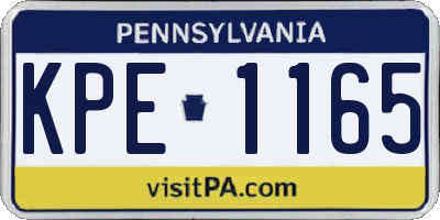 PA license plate KPE1165