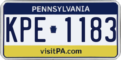 PA license plate KPE1183