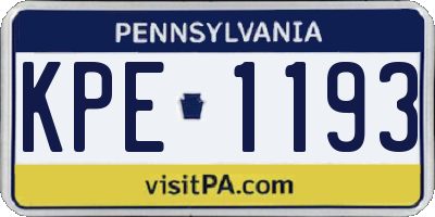 PA license plate KPE1193