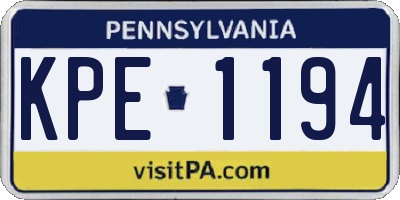 PA license plate KPE1194