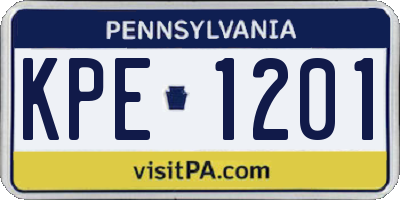 PA license plate KPE1201