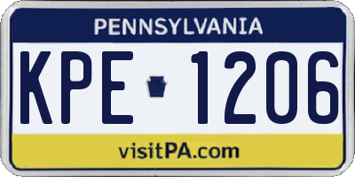 PA license plate KPE1206
