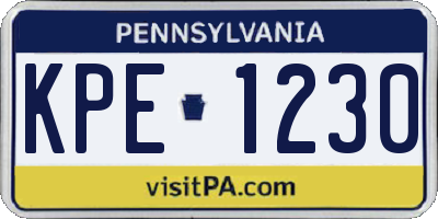 PA license plate KPE1230