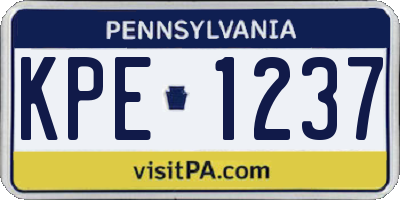 PA license plate KPE1237