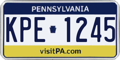 PA license plate KPE1245