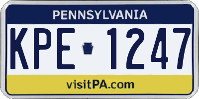 PA license plate KPE1247