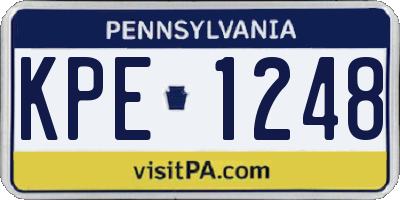 PA license plate KPE1248
