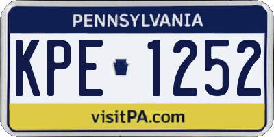 PA license plate KPE1252