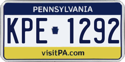 PA license plate KPE1292