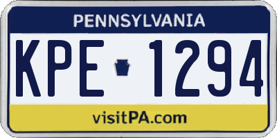 PA license plate KPE1294