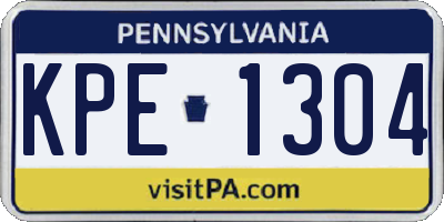 PA license plate KPE1304