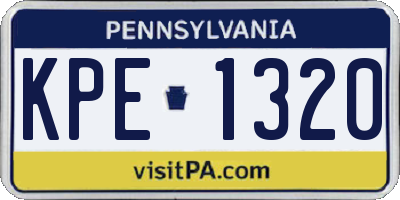 PA license plate KPE1320