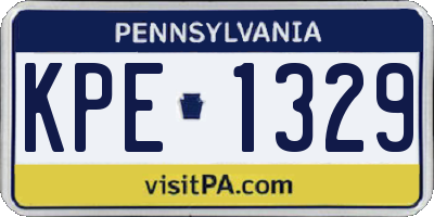 PA license plate KPE1329