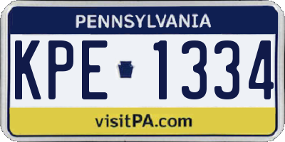 PA license plate KPE1334