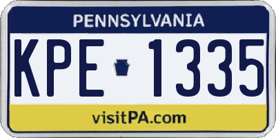 PA license plate KPE1335