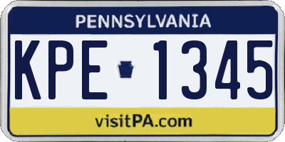 PA license plate KPE1345