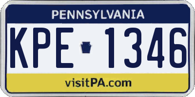 PA license plate KPE1346
