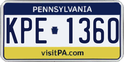 PA license plate KPE1360