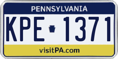 PA license plate KPE1371