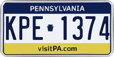 PA license plate KPE1374