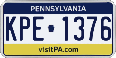 PA license plate KPE1376