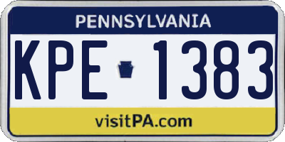 PA license plate KPE1383