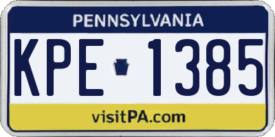 PA license plate KPE1385