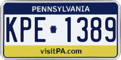 PA license plate KPE1389