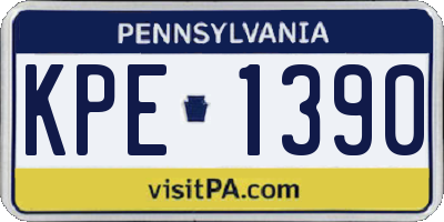 PA license plate KPE1390