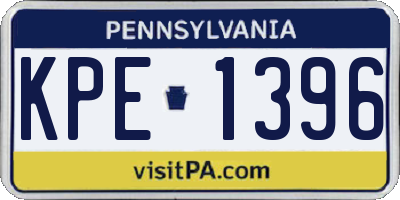 PA license plate KPE1396