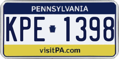 PA license plate KPE1398